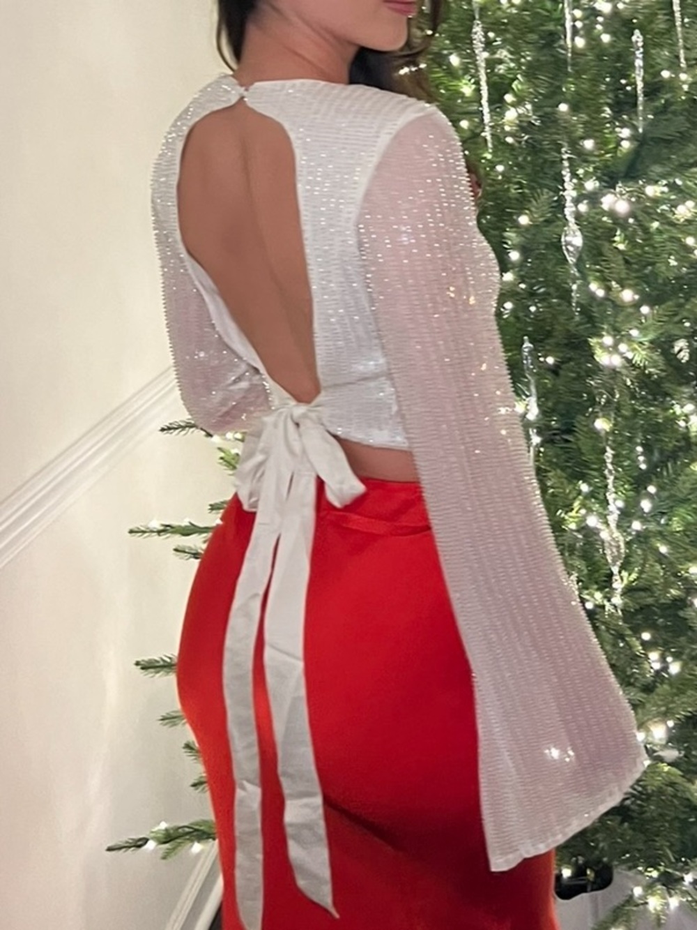 MESHKI White Beaded Top